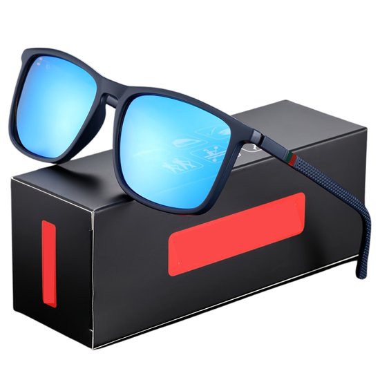 Livano Polaroid Zonnebril Voor Heren - Zonnenbrillen - Zonnenbril - Sun Glasses - Sunglasses - Techno Bril - Rave & Festival - Premium Quality - Blauwe Spiegel