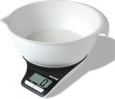 Salter Keukenweegschaal met 1,25L Kom - Precisie Weegschaal Keuken Digitaal - tot 5 kg - Tarra Functie - Inclusief Batterijen - Wit/Zwart