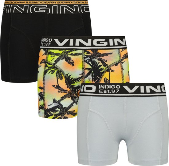 Vingino Boxer B-241-2 Palm 3 pack Jongens Onderbroek - Deep Black - Maat XS