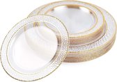 40 Transparante Plastic Borden met Gouden Rand - Voor Bruiloften en Feesten (2 Maten: 20x26 cm 20x19 cm) - Stevig en Herbruikbaar borden set