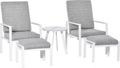 LBB Balkonset 2 personen - Tuinset - Wit - 3 delig - Tuintafel en 2 stoelen - 2 personen - Gecoat staal - Onderhoudsvrij staal