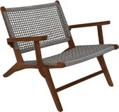 HSM Collection-Tuinstoel Rio Met Armleuning-80x80x67-Naturel/Grijs-Teak/Bananenblad