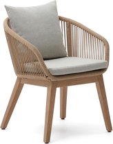 Kave Home - Chaise Portalo avec corde beige et pieds en bois d'acacia massif