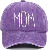 Cap Mom paars met witte geborduurde tekst - cap - mom - babyshower - genderreveal - paars - zwanger - geboorte - baby