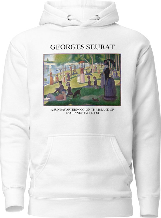 Georges Seurat 'Een Zondagmiddag op het Eiland van La Grande Jatte' ("A Sunday Afternoon on the Island of La Grande Jatte") Beroemd Schilderij Hoodie | Unisex Premium Kunst Hoodie | Wit | S