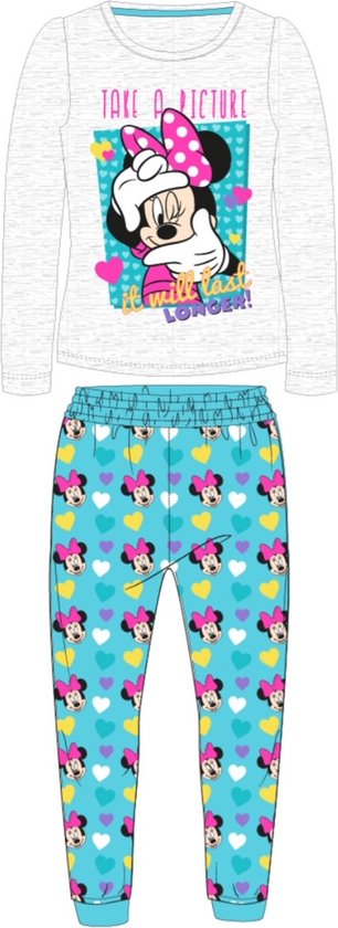 Disney Minnie Mouse Pyjama-set Katoen Grijs/Turquoise Maat 116