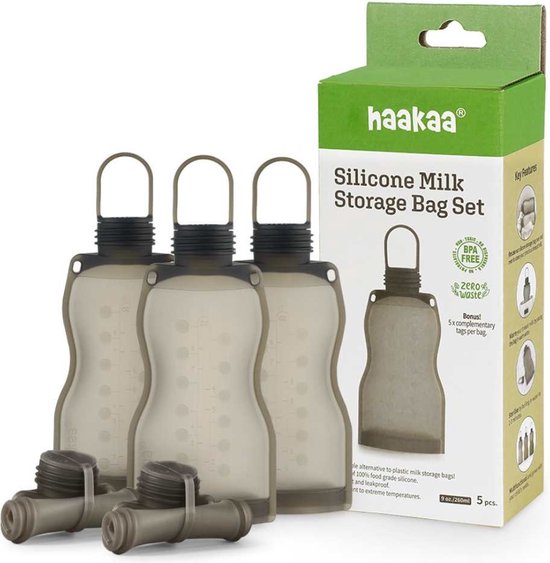 Haakaa Siliconen herbruikbare Bewaarzak 260ml | 5 Stuks Haakaa Siliconen herbruikbare Bewaarzak 260ml | 5 Stuks