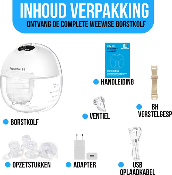 Weewise WS32 Milk Elektrische Draadloze Borstkolf - Borstkolf- Elektrische Borstkolf - Handsfree Borstkolf - Borstkolf Elektrisch van Weewise — afbeelding 4