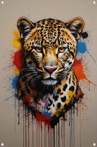 Luipaard tuinposter - Dieren tuinposter - Tuinposter Verf - Tuin - Buitenschilderij schutting - Tuindecoratie tuinposter 60x90 cm