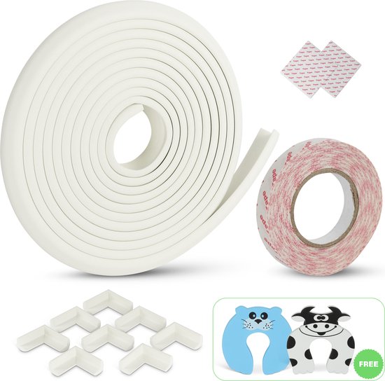 Foto: Kodox hoekbeschermer set wit 6 meter stootrand foam tafelhoek beschermers randbescherming veiligheid baby peuter hoekbeschermers baby tafelaccessoires babyproof zelfklevend tafelbeschermer