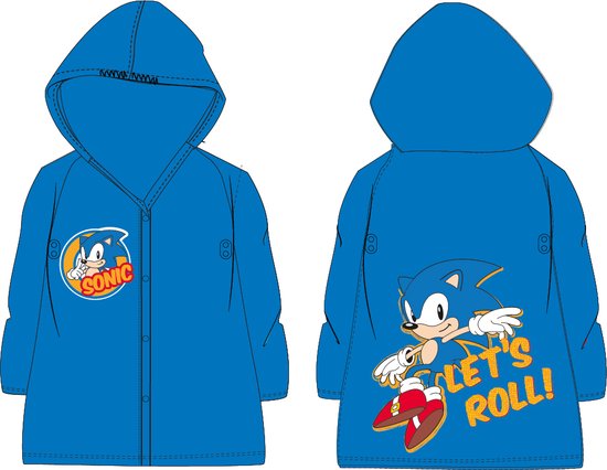 Regenjas kind Sonic let's roll blauw