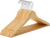 Kledinghangers - Kleerhangers - Hangers - Massief houten hangers - Esdoornhout - Set van 10 stuks - 44.5 x 1.2 x 23 cm - Naturel