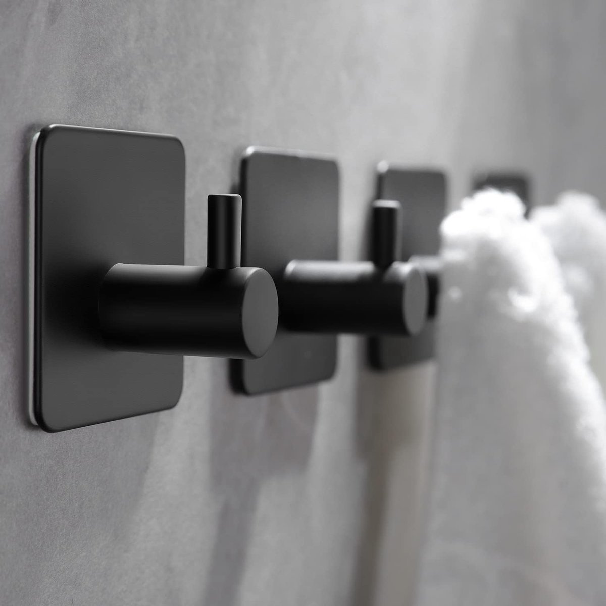 Ultiluxe® Handdoekhaken 4 stuks - Zwart - Ophanghaken - Handdoekhouder zonder boren - Zelfklevende wandhaken - Industriële badkamer haken - Kapstok, kledinghaken, garderobehaken, muurhaken