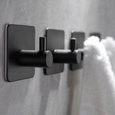 RVS handdoekhaken 4 stuks - Zwart - Ophanghaken roestvrij staal - Handdoekhouder zonder boren - Zelfklevende wandhaken - Industriele badkamer haken - Kapstok, kledinghaken, garderobehaken, muurhaken