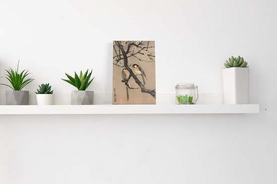 Artaza Peinture sur toile Deux Vogels assis sur une branche avec des fleurs – 20 x 30 – Klein – Photo sur toile – Impression sur toile