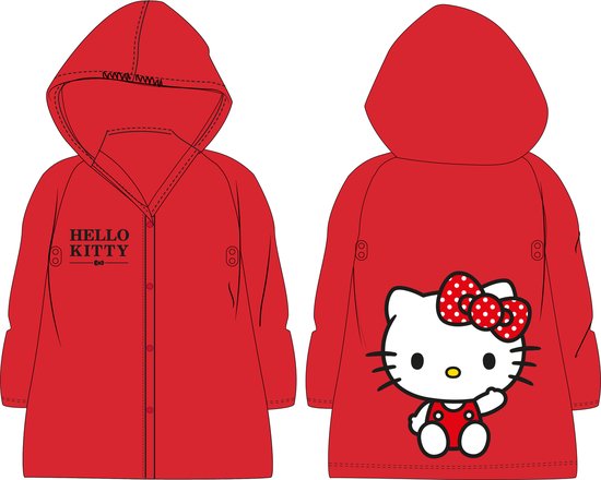 Regenjas kind Hello Kitty rood maat 98/104