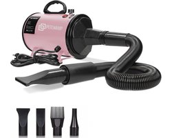PetChamp Professionele Hondenföhn met 4 Opzetstukken - Waterblazer voor honden - Inclusief geluidsdemper - 2800W Power - Stil design - Roze