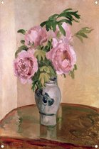 Boeket roze pioenrozen - Camille Pissarro tuinposter - Bloemen poster - Tuinposter Natuur - Buiten poster - Tuin poster - Tuin decoratie tuinposter 60x90 cm