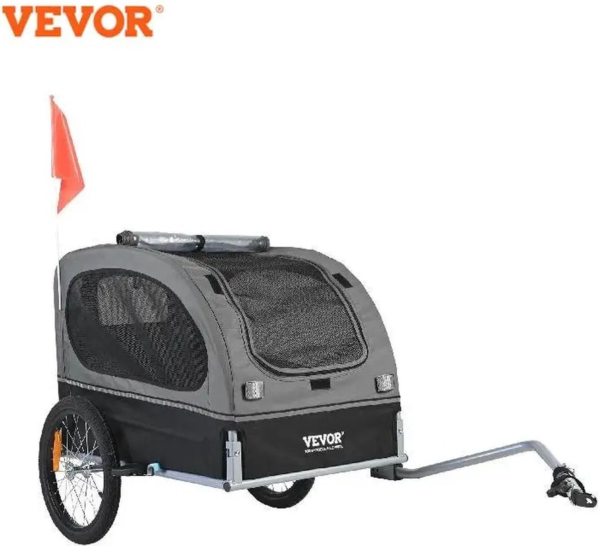 Bol.com Kibus Hondenfietskar - Weerbestendig - 40kg - Opvouwbaar - fiets 22/28inch diameter - Met Veiligheidsvlag - Fiets aanhanger aanbieding