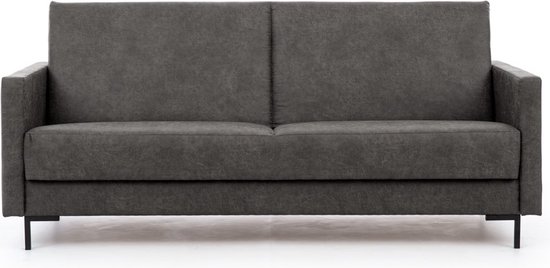 Solvo A - slaapbank - 3-zitsbank voor woonkamer, moderne bank - sofa met slaapfunctie - 203x90x93cm - Donker grijs - Maxi Maja