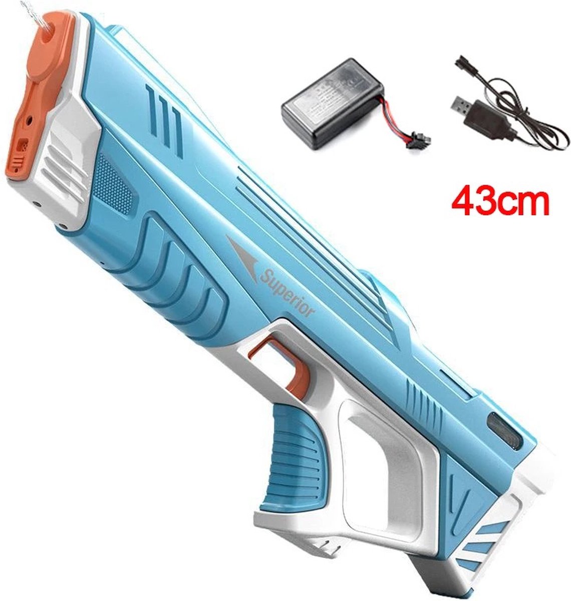 Superior Watergun - Waterpistool - Elektrische Waterpistool - Automatisch - Met Oplader & Batterij - Met Wateropslag - Kinderen - 43cm - 8-10 M - Blauw