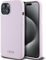 DKNY Silicone Metal Logo Back Case (MagSafe Compatible) - Geschikt voor Apple iPhone 15 Plus (6.7") - Roze