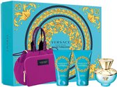 Versace Dylan Turquoise pour Femme Giftset - 100 ml eau de toilette spray + showergel 100 ml + bodygel 100 ml + toilettas - cadeauset voor heren