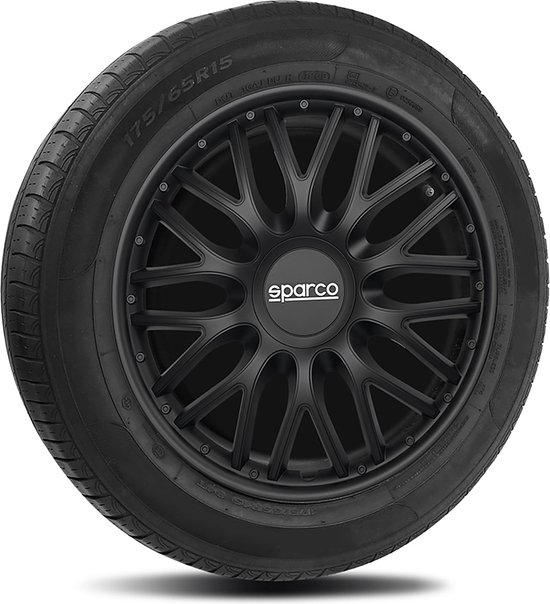Sparco Wieldoppen Roma - 15-inch - Zwart - Set van 4 stuks Sparco Wieldoppen Roma - 15-inch - Zwart - Set van 4 stuks