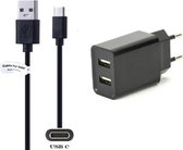 Chargeur OneOne 2,1 A + câble USB C de 1,0 m. Chargeur et câble de charge avec deux ports pour Oppo A74 5G, A92, A92s, A93, A93 5G, Reno1/ 2/3/4/5/6/7/8/9 (Pro, Lite, Z, Plus, Z, K , F, As, Zoom 10x)