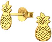 Joie|S - Boucles d'oreilles ananas argentées - 5 x 9 mm - boucles d'oreilles clous - placage or 14 carats
