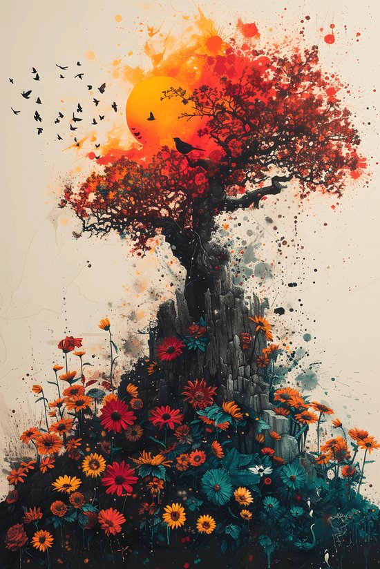 Arbre forestier Poster | Affiche Fleurs | Affiche Nature | Paysage Affiche | Affiche décorative | 61x91cm | MT | Décoration murale | Affiche murale | Convient pour l'encadrement