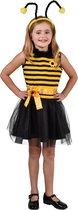 Magic By Freddy's - Bij & Wesp Kostuum - Queen Bee Zonder Schattig - Meisje - Geel, Zwart - Maat 140 - Carnavalskleding - Verkleedkleding