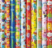 Assortiment 1 cadeaupapier inpakpapier voor kinderen - 200 x 70 cm - 6 rollen