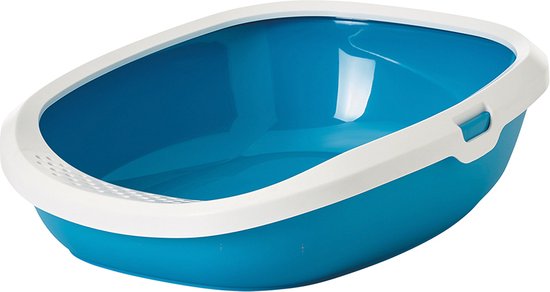 Foto: Savic litter tray gizmo met boord 52 x 39 5 x 15 cm blauw door zijn gestroomlijnde binnenkant makkelijk te onderhouden 