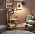 Lifewit Barwagen 3 Tier Met Wielen - Rustiek Bruine Serveerwagen Voor Keuken En Woonkamer 43,2x30x81,5cm