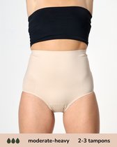 Moodies menstruatie & incontinentie ondergoed - Shaping High Waist Hiphugger - moderate/heavy kruisje - beige - maat L - period underwear