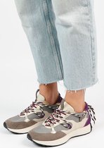 Sacha - Dames - Taupe sneakers met paarse details - Maat 37