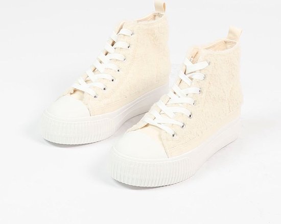 Sacha - Dames - Off white hoge teddy sneakers - Maat 36