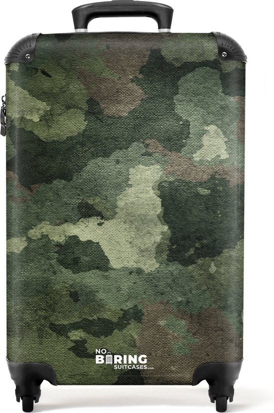 NoBoringSuitcases reiskoffer camouflage groen – 36 liter