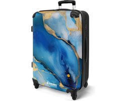 NoBoringSuitcases.com NoBoringSuitcases.com® - Koffer groot - Rolkoffer lichtgewicht - Blauw marmer - Reiskoffer op 4 wielen - Large travel luggage suitcase - 20 kg bagage