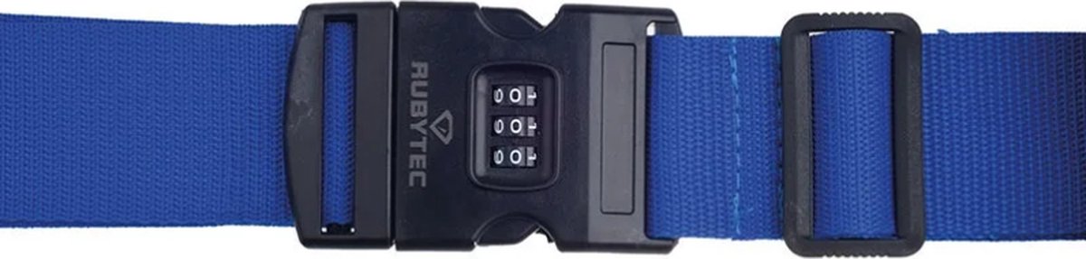 Rubytec Kofferriem met Slot - 183 x 5 cm - Spanband - Polypropyleen - Kofferband - Bagageriem - Eenvoudige Bevestiging - Bagageband - Blauw