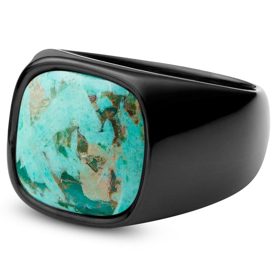 Len Chrysocolla Gunmetal Gravel Ring