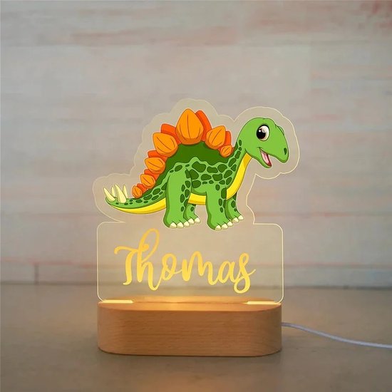 Dinosaurus nachtlampje met naam- Dino - kado - lamp - Kind
