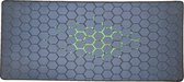 Muismat XXL Hexagon Patroon 40cm x 90cm Zwart Groen Grijs Bureau Onderlegger