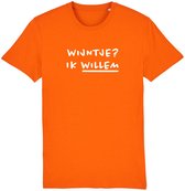 Wijntje? Ik willem Unisex T-shirt maat M - koningsdag shirt - koningsdag kleding - oranje shirt heren - koningsdag t- shirt - oranje shirt dames