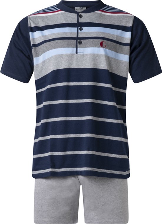Gentlemen - short homme 114257 - pyjama d'été - col boutonné - gris mélangé - taille L