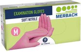 Merbach handschoenen - soft nitrile - roze - Small - poedervrij- 40 x 100 stuks voordeelverpakking