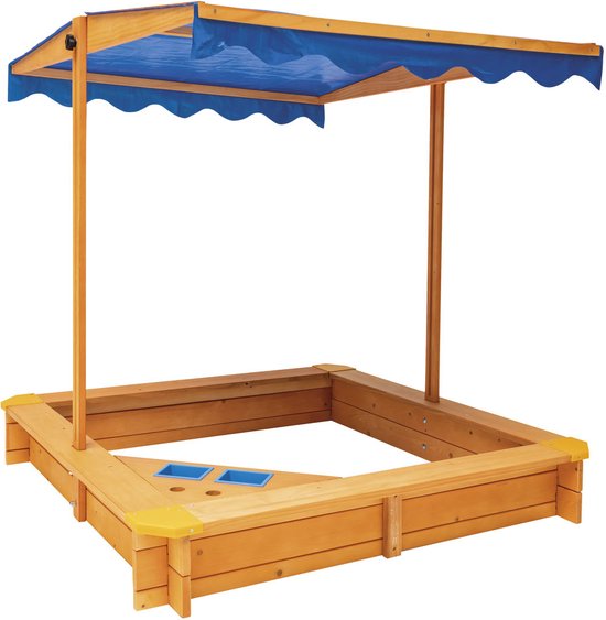 Playtive zandbak met afdak – 118x118x118cm – verstelbaar dak – UV-bescherming