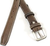 JV Belts Klassieke donker taupe dames riem - dames riem - 2.5 cm breed - Donker Taupe - Echt Leer - Taille: 105cm - Totale lengte riem: 120cm