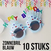 Allernieuwste 10 stuks Happy Birthday Zonnebrillen BLAUW - Kinderfeestje - Kinderverjaardag - Uitdeelcadeautje - Weggeefartikel - Verrassing - BLAUW 10 Stuks